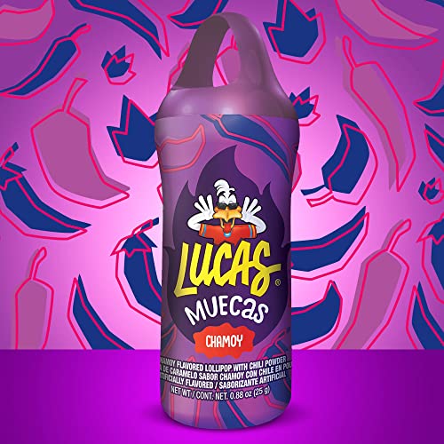 Lucas Muecas Lollipop Chamoy Flavor Candy, 0.96Oz - 10 Pieces Pack For Treats, Snack, Parties, Piñatas