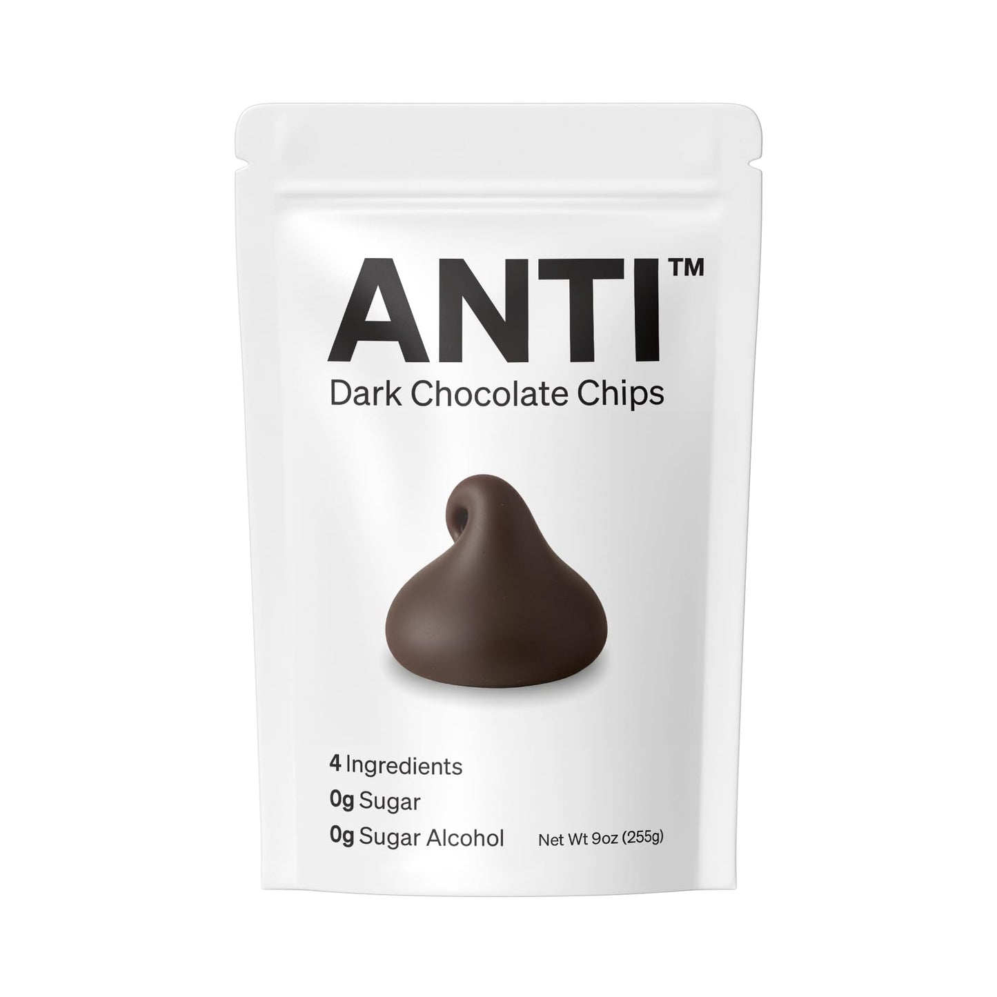 Anti Sugar Free Dark Chocolate Mini Chips - 4 Ingredients 0G Sugar 0G Sugar Beverage-Style Non-Gmo (9Oz 1 Pack)