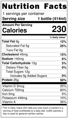 Darigold FIT High Protein Milk 2 Percent - Ultra-Filtered, Low Fat, Lactose Free - 25g Protein, 40% Less Sugar - 14oz Bottles, 1