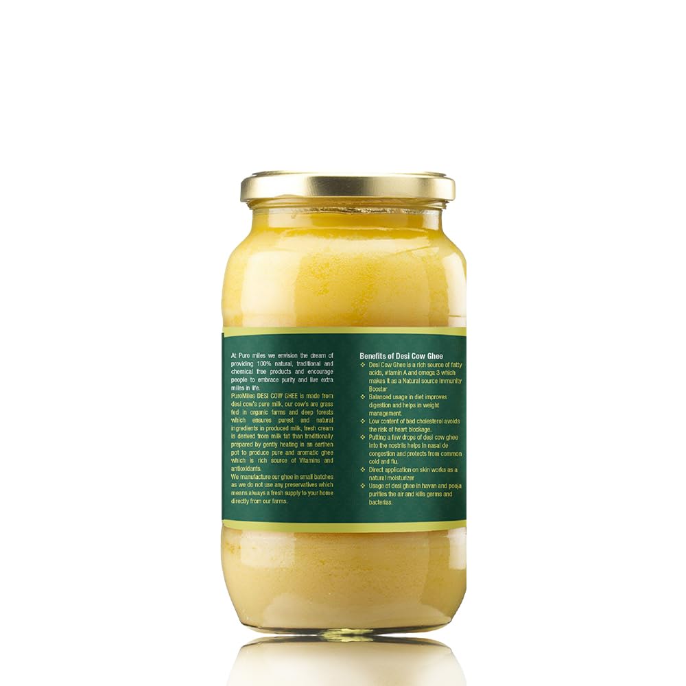 Puro Miles A2 Ghee | Pure Fresh Premium Ghee From Desi Kankrej Cow | Organic Natural Traditional | Non-Gmo | Forest Herbs Fed &