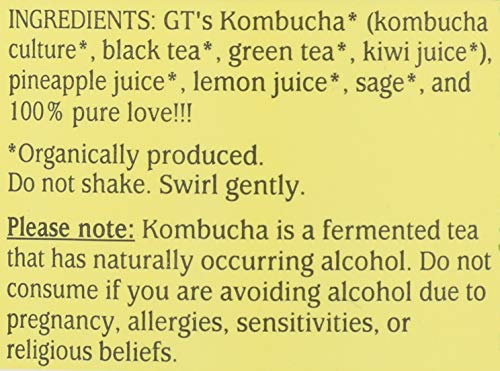 SYNERGY The Real Kombucha - Golden Pineapple - 16 fl oz Bottle - Raw Probiotic Drink for Gut Health and Immune Support