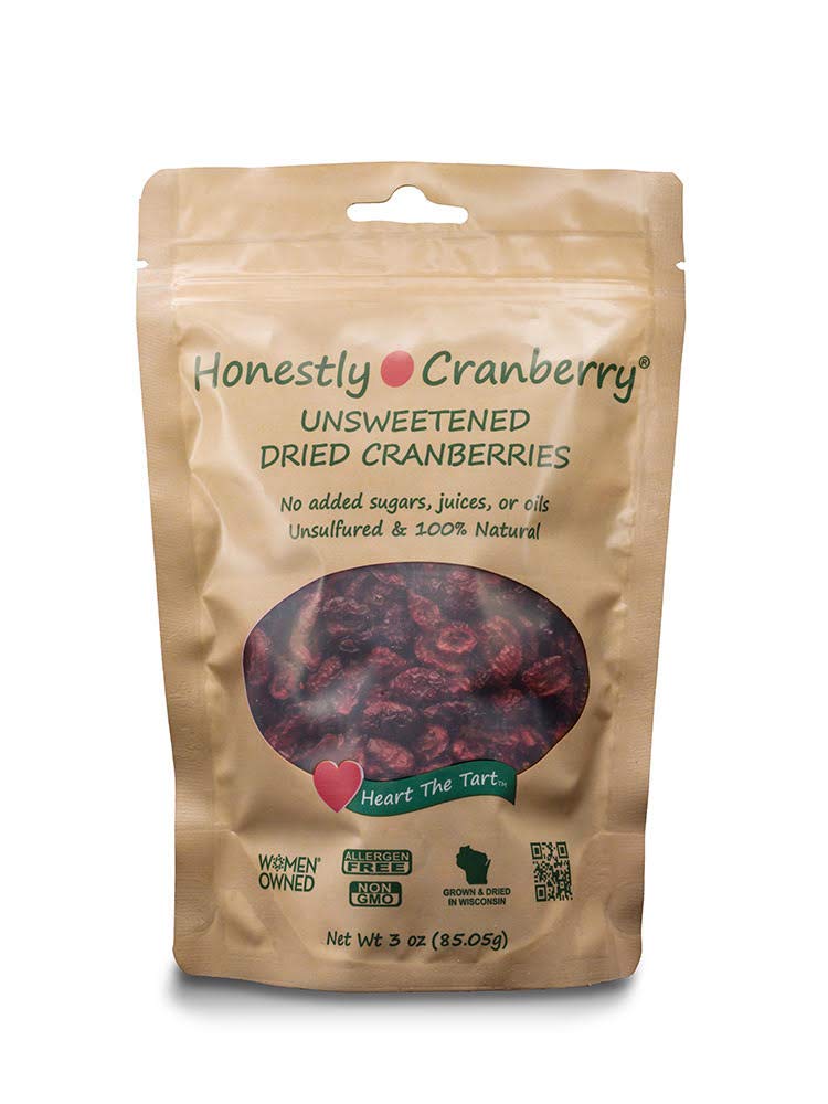 Honestly Cranberry - Unsweetened Dried Cranberries - No Added Sugars, Juices, Or Oils - Non-Gmo - Wisconsin Grown (6-3 Oz)