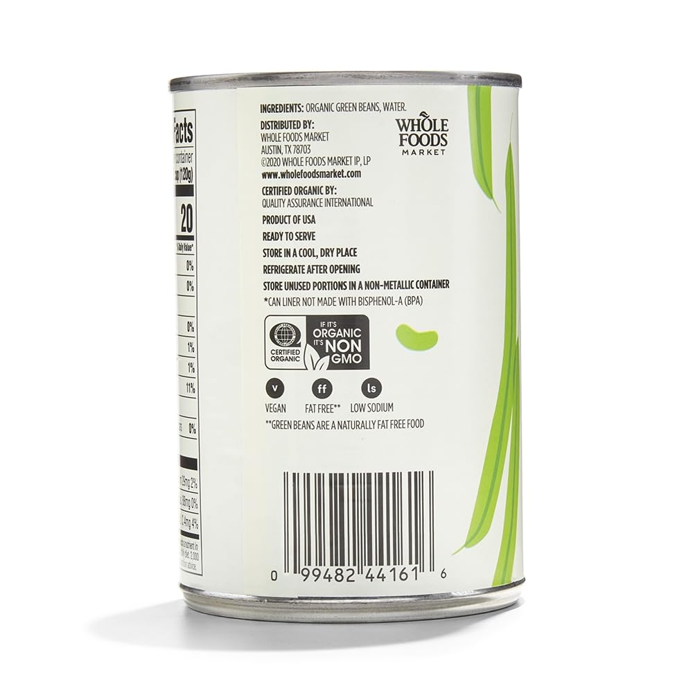 365 By Whole Foods Market, Organic Green Beans, No Salt Added, 14.5 Ounce