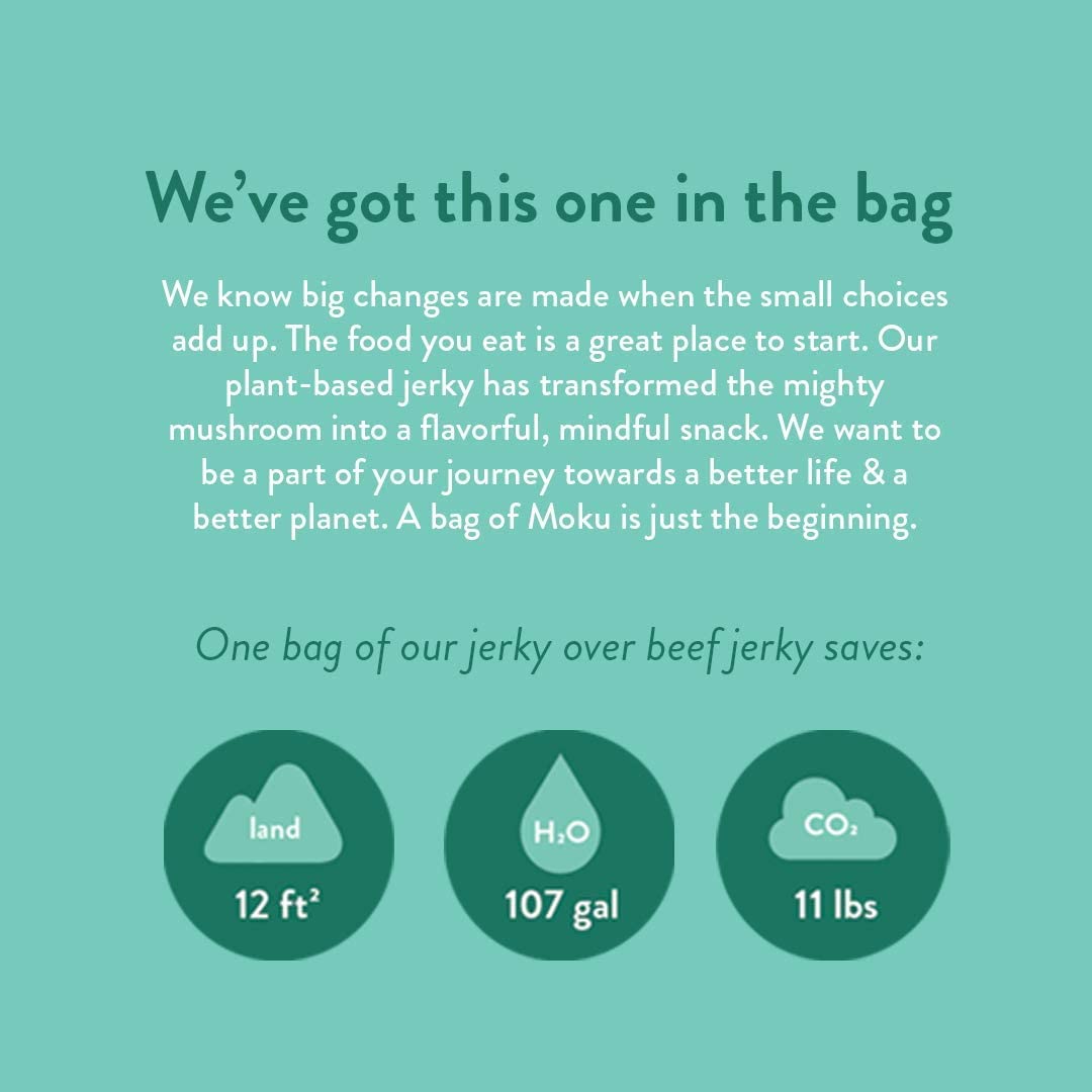 Moku Plant-Based Mushroom Jerky, Korean Bbq (3 Pack) Vegan Beef Jerky, Gluten Free, Soy-Free, Non-Gmo Vegan Snacks, Vegan Meat N