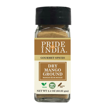 Pride of India | Dry Mango Powder 2.2 oz (62.36 gm) Small Dual Sifter Bottle | Amchur for Flavor and Taste | Gourmet Indian Spic