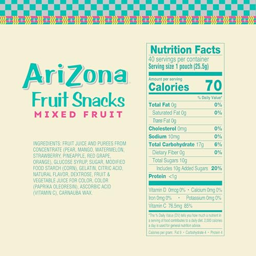 Arizona Mixed Fruit Fruit Snacks - 0.9 Oz, 40 Count Box