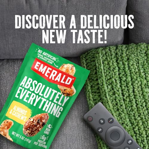 Emerald Nuts Absolutely Everything Almonds & Cashews (1-Pack) | 5Oz Resealable Bag | Kosher Dairy Certified, Non-Gmo, Contains N