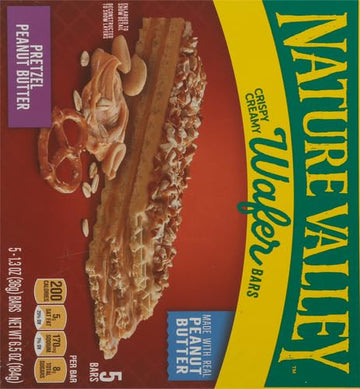 Nature Valley Wafer Bars, Pretzel Peanut Butter, 5 Bars, 6.5 Oz