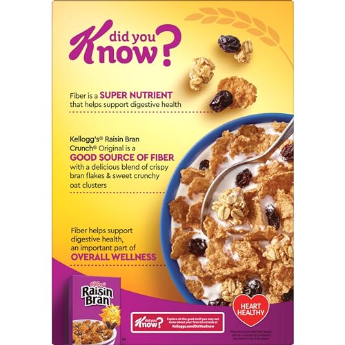 Kelloggs Raisin Bran Crunch Breakfast Cereal, Good Source of Fiber, 15.4 oz