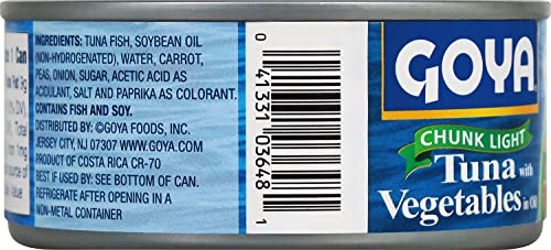 Goya Foods Chunk Light Tuna With Vegetables, Wild Caught, 4.94 Ounce (Pack Of 24)