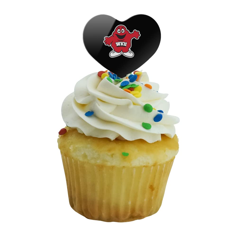 GRAPHICS & MORE Cupcake Picks Set of 6, Acrylic, Heart Shape, W Kentucky University, One Size