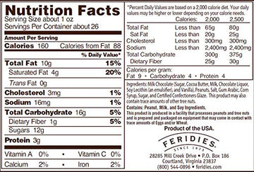 Feridies Chocolatey Covered Virginia Peanuts 26Oz