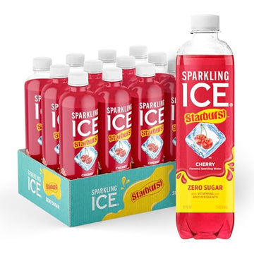 Sparkling Ice STARBURST Cherry, Zero Sugar Flavored Sparkling Water, with Vitamins and Antioxidants, Low Calorie Beverage, 17 fl