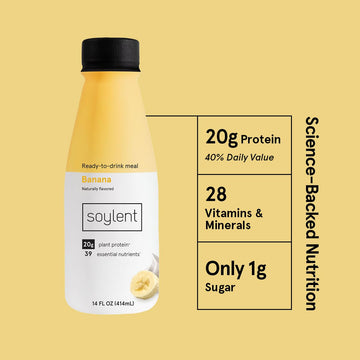 Soylent Meal Replacement Shake, Plant Based Protein Drink, 20g Protein, 1g Sugar, 14oz, 12 Pack, Neapolitan