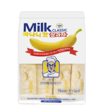 Milk Rice Cracker Snack Banana Flavor 240g - Soft Non-Fried Treat, Individually Wrapped for Easy Snacking, Pack of 1