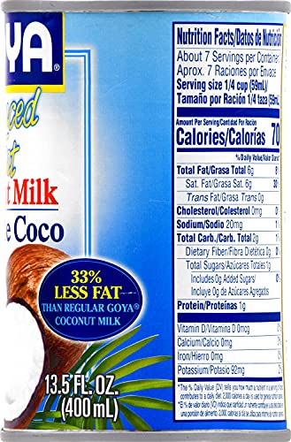 Goya Foods Coconut Milk, Reduced Fat, 13.5 Fl Oz (Pack Of 24)