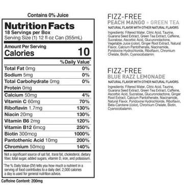 Celsius-Fizz Free Energy Drink, Variety Pack, 12 Fl Oz Cans, (10 Pack)
