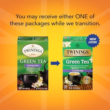 Twinings Green Tea With Jasmine, 20 Count (Pack Of 6), Individually Wrapped Bags, Fragrant Floral Scent, Caffeinated, Enjoy Hot Or Iced