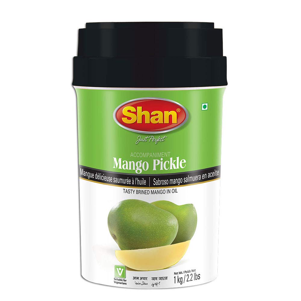 Shan Mango Pickle - Brined in Oil, Rich Spices, 35.27 oz (1000g), Vegetarian, Airtight Pet Jar