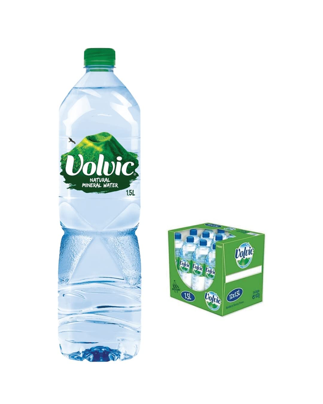 Volvic Natural Mineral Water, 1.5 Liter Bottles (Pack of 12)