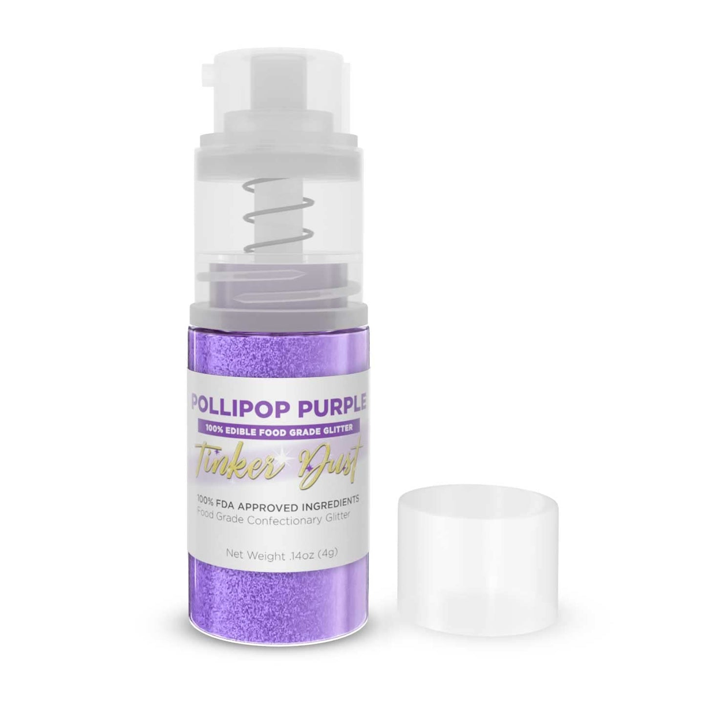 Tinker Dust - Pollipop Purple (4G, 1X Mini Pump) Edible Glitter For Desserts, Beverages, Cupcakes, Cake Pops And Cookies By Bake