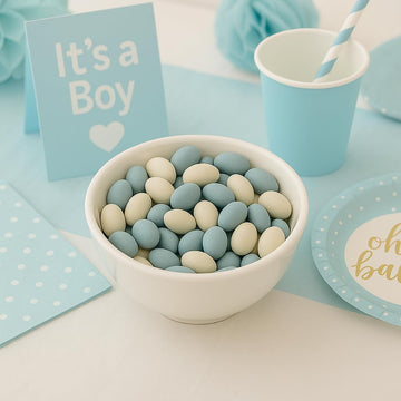 Sweetglob Jordan Almonds Party Colors Hard Candy (2 Pound, Baby Blue & White (Baby Boy))