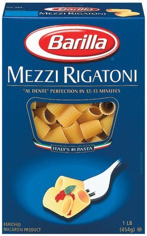 Barilla, Mezzi Rigatoni Pasta, 16oz Box (Pack of 4)