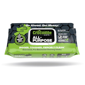 Crocodile Cloth Multi-Purpose Household Cleaning Wipes - The Stronger Easier Way To Clean Grease, Dirt, Dust, Grime, & Glue From
