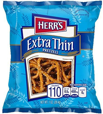 Herrs Extra Thin Pretzels, 1 Ounce (Pack of 36 Bags) - Light and Crispy Pretzels Baked for Maximum Crunch - Perfect for Snackin