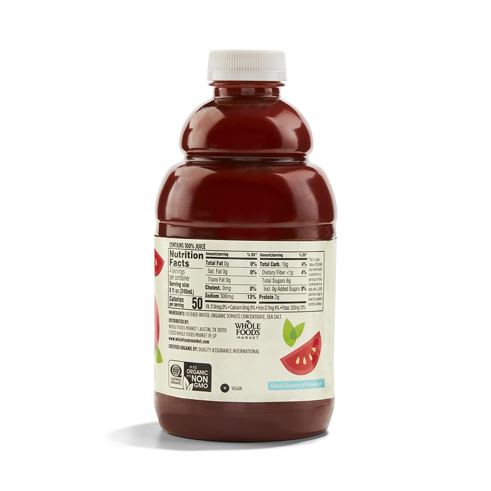 365 By Whole Foods Market, Organic 100% Juice From Concentrate With Sea Salt, Tomato Juice, 32 Fl Oz