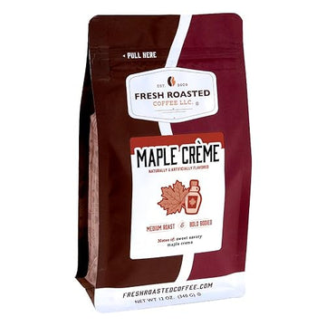 Fresh Roasted Coffee, Maple Crème Flavored Coffee, 12 Oz, Medium Roast, Kosher, Whole Bean