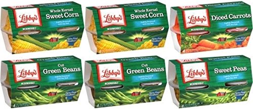 Libbys Microwavable Cups 4-4oz Cups (Pack of 6) Choose Vegetable Type Below (Sampler Pack)