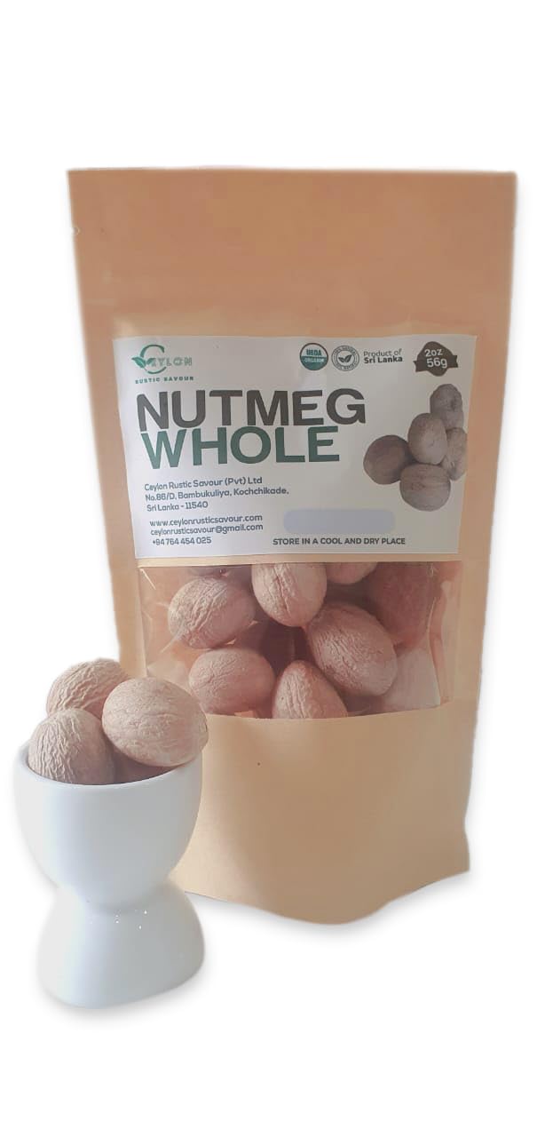 Organic Nutmeg Top-Grade Grade Usda Certified Pure Whole Nutmeg 2 Ounce Ceylon Top-Grade Quality 56G