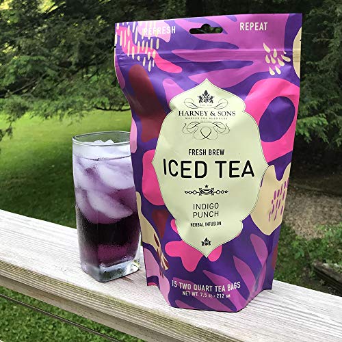 Harney & Sons Indigo Punch Herbal Iced Tea Pouches, With Ct, Butterfly Pea Flower, 15 Count (Pack Of 1)