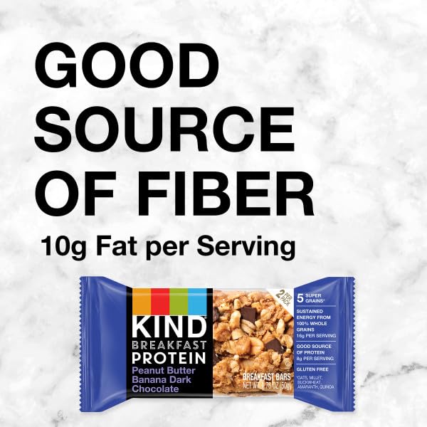 KIND Breakfast Protein Bars, Peanut Butter Banana Dark Chocolate, Healthy Snacks, Gluten Free, 8g Protein, 6 Count