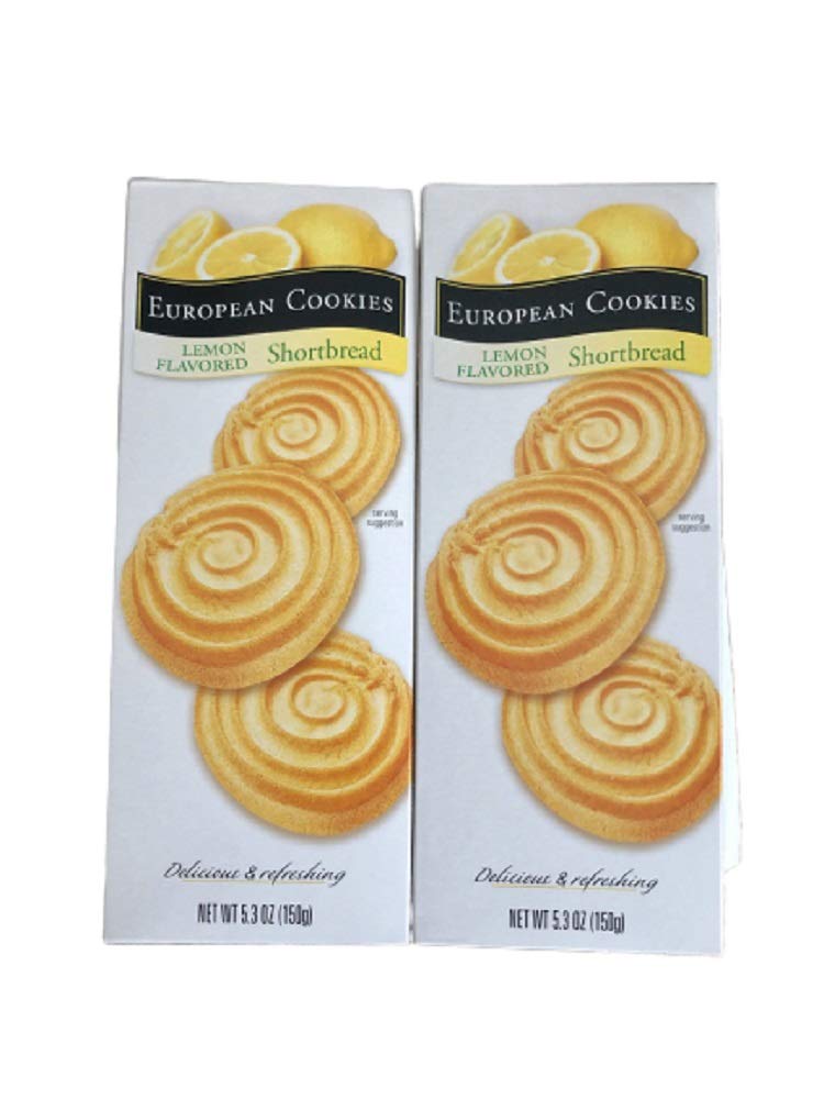 European Cookies Lemon Flavored Shortbread Cookies (Two Boxes)