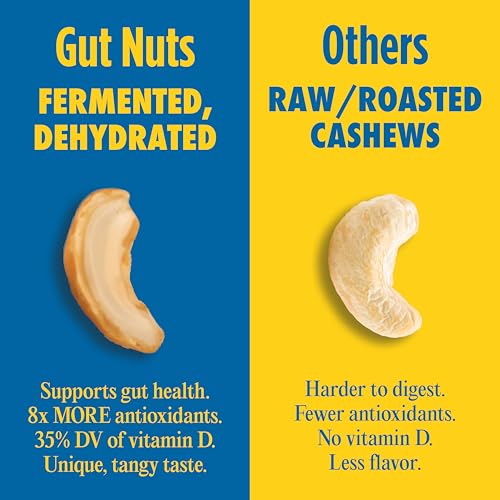 Philosopher Foods Gut Nuts - Fermented Cashews For Gut Health - Tangy, Umami, & Salty Flavors - Super Crunchy Low Carb Keto Snac