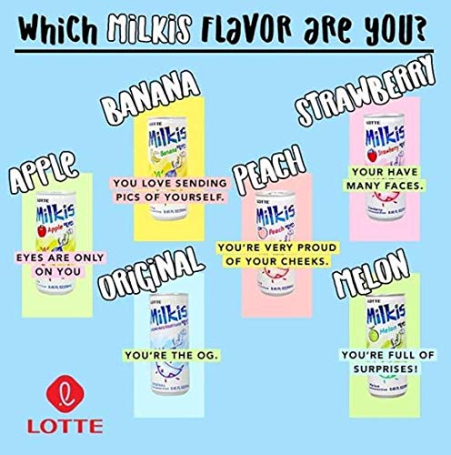 Lotte Milkis Soda Beverage, Melon Flavor, 8.45 Fl Oz, Pack of 6