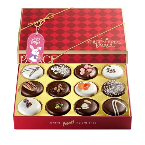 Gluten Free Palace Chocolate Covered Cookie Gift Basket – Mishloach Manot Kosher – Easter Treats For Family – Gluten Free Chocolate Gift Box - Birthday, Anniversary, Thank You & Sympathy (12 Count)