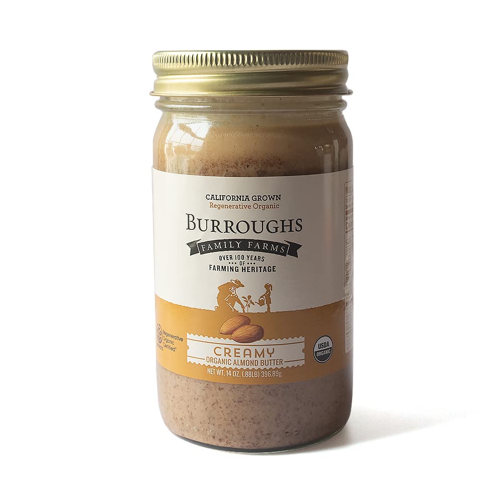 Burroughs Family Farms Regenerative Organic Creamy Almond Butter (14 Oz Pack Of 1, Creamy)