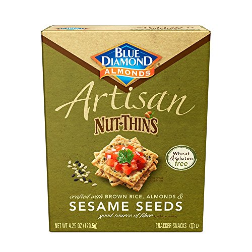 Blue Diamond Almond Artisan Nut Thins Cracker Crisps, Sesame Seeds, 4.25 Ounce