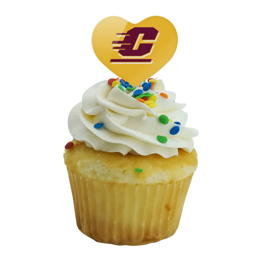 GRAPHICS & MORE Cupcake Picks Set of 6, Heart Decoration, Acrylic, One Size, Central Michigan University