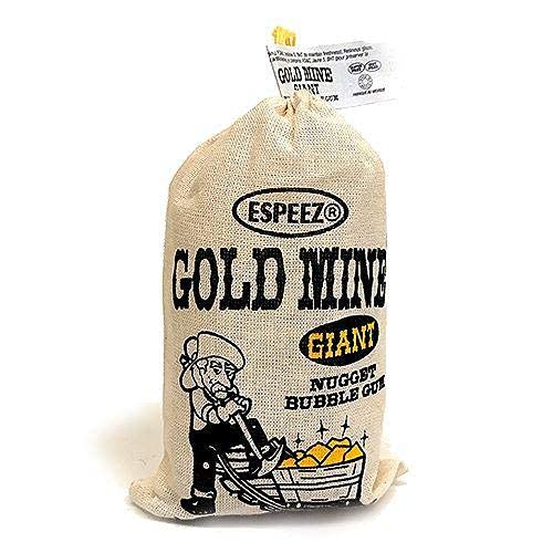 Espeez Gold Mine Giant Nugget Bubble Gum, 8.82 oz Bag, Golden Color