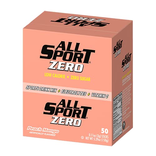 All Sport Powder Hydration Sticks Zero Calorie Performance Electrolyte Drink Mix Sugar Free Peach Mango 50 Ct Box