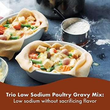 Trio Low Sodium Poultry Gravy Mix, Dehydrated, 22.6 oz Bag, 1.41 lb