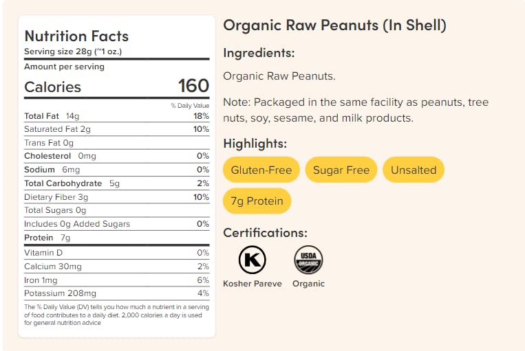 Nuts.Com Organic Raw Peanuts In Shell 1 Lb - Unsalted Whole Peanuts For Boiling, Roasting, And Feeder Stations - Bulk Raw Peanut