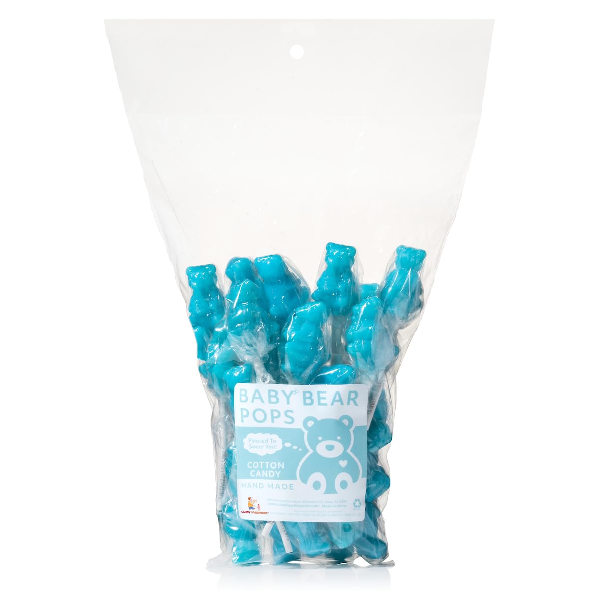 Espeez Blue Bear Pops Lollipop Suckers - Cotton Candy Flavor, 24 Count, Individually Wrapped Baby Bear Candy on a Stick