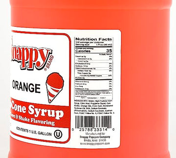 Snappy Orange Sno Cone Syrup, 1 Gallon