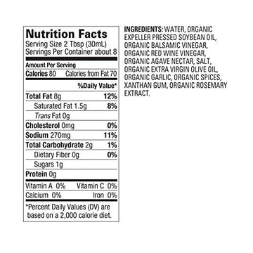Organicville Balsamic with Olive Oil Vinaigrette & Marinade - Balsamic Vinaigrette Salad Dressing, Gluten Free, Organic, 0g Adde