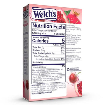Welch'S Singles To Go Drink Mix Cherry Pomegranate, 6 Boxes With 6 Packets Each- 36 Total Servings